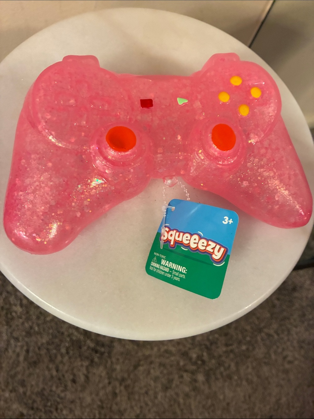Pink Glitter Game Controller Stress Toy